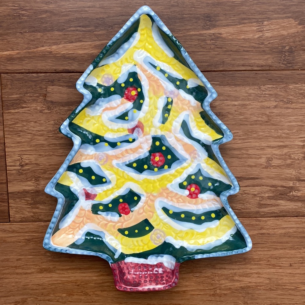 Anthropologie Nathalie Lete Christmas Tree Dessert Plate